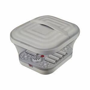 Gray foot spa bath with rollers on a white background