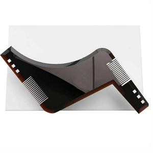 Beard comb and mirror set on a white background