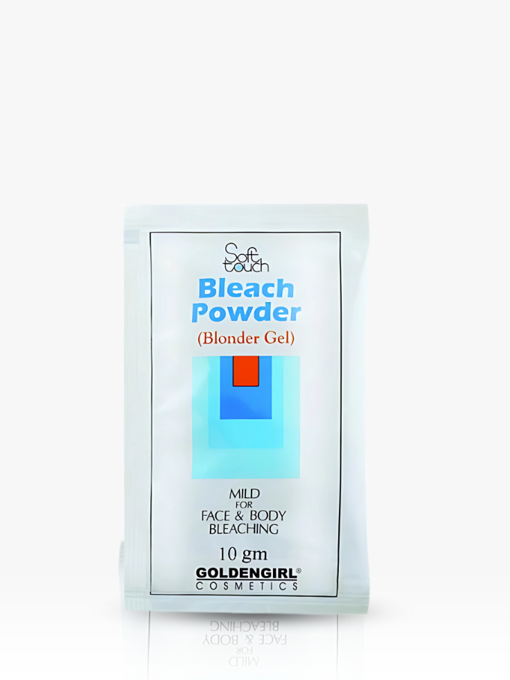 Package of Goldengirl Cosmetics bleach powder on a white background