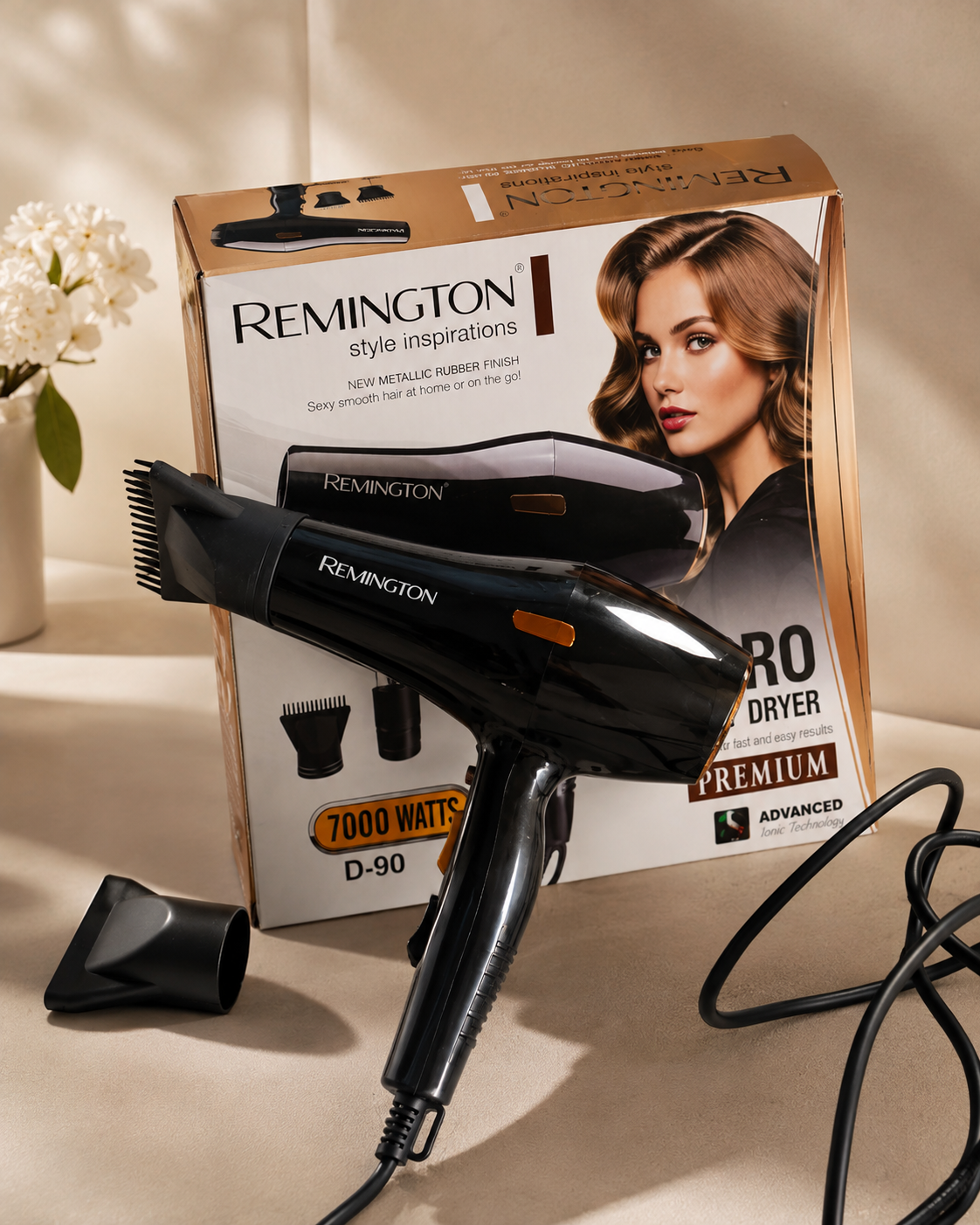 GG-404-A- Remington Style Inspirations Pro Hair Dryer D-90 - Golden Girl Cosmetics