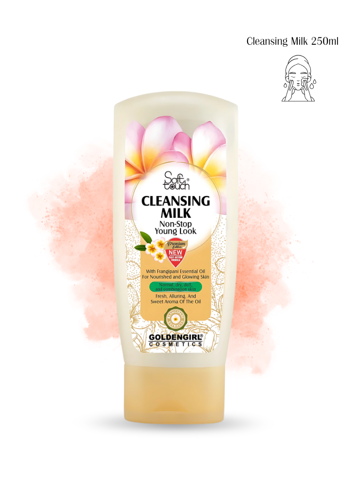 Goldengirl Cleansing Milk tube with floral design on a white background