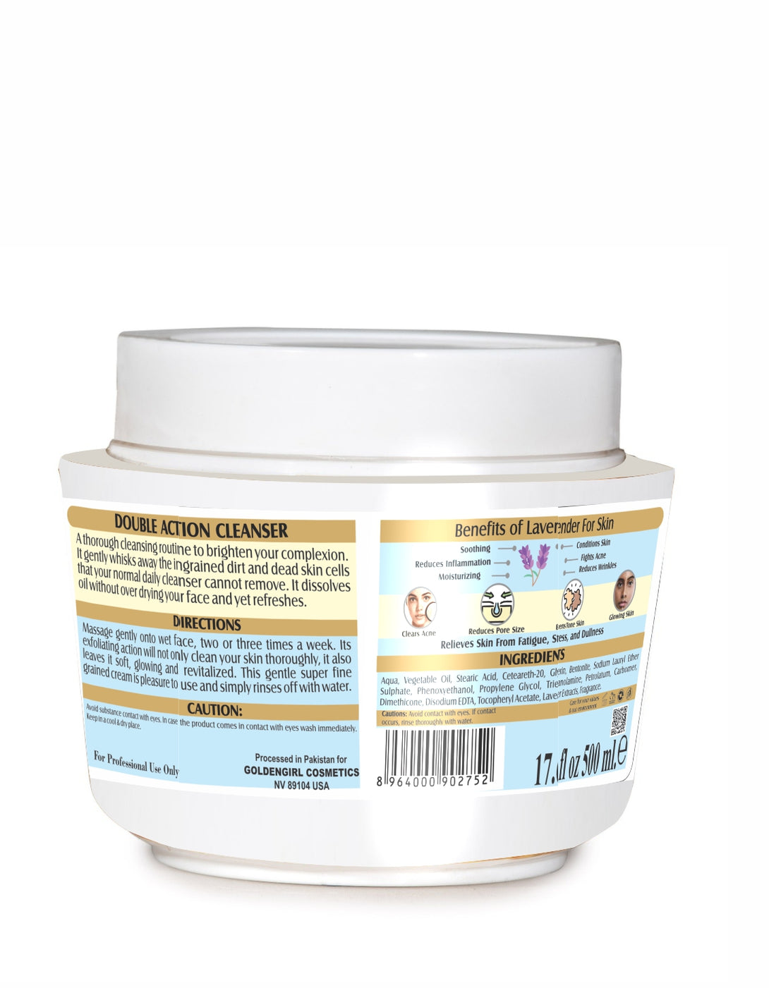 White container with a label on a white background
