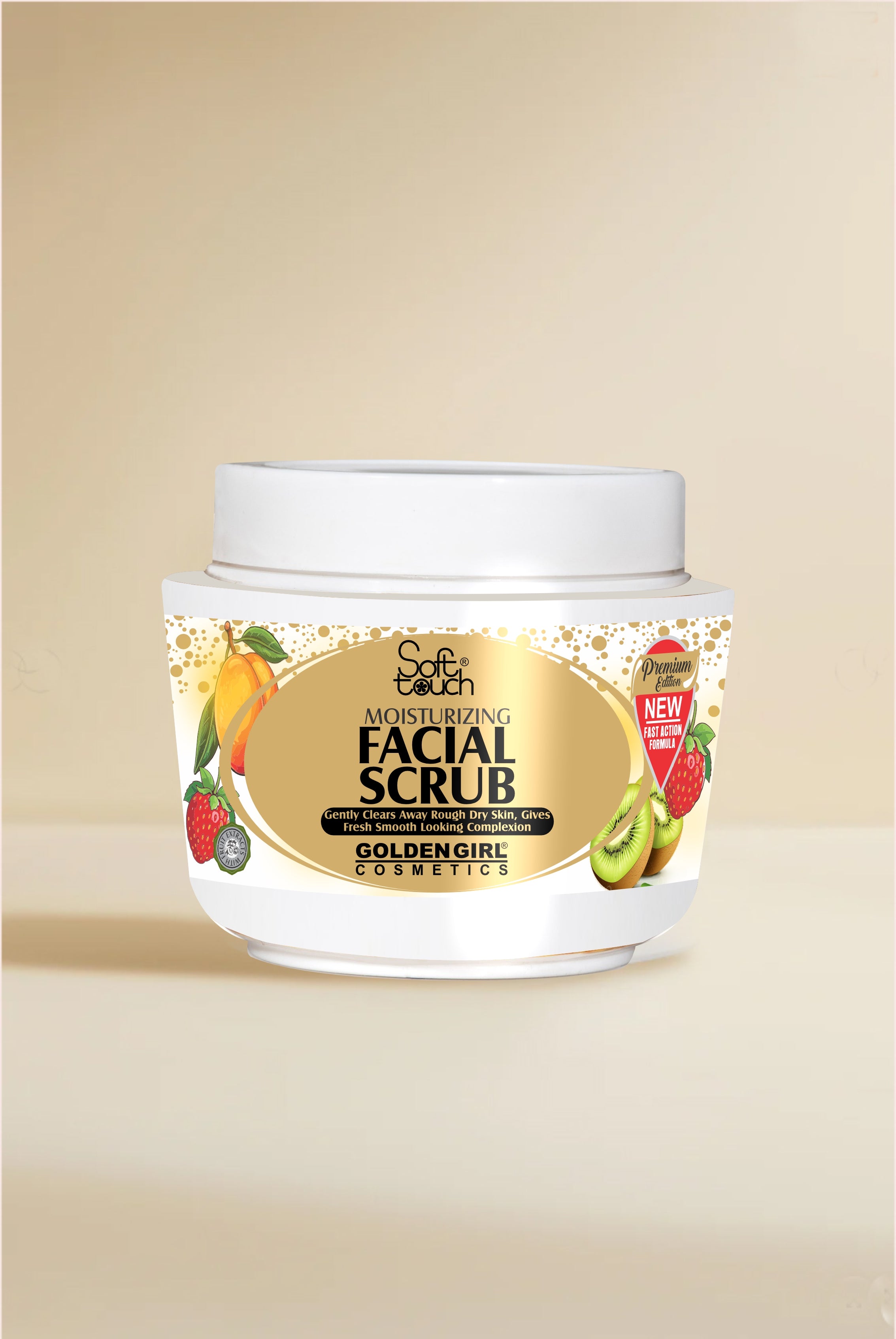 Facial Scrub with Peach, Strawberry, and Kiwi - Golden Girl Cosmetics