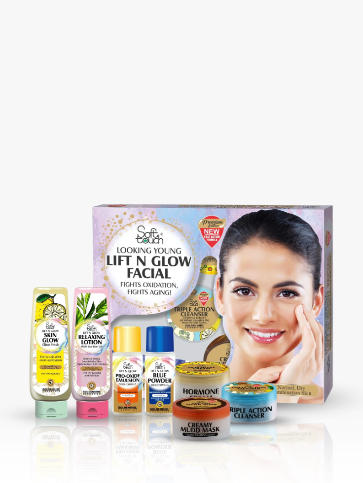Collection of Saboor facial products with a box featuring a woman's face on a white background