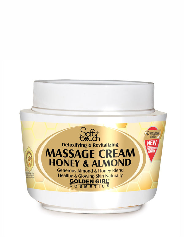 Jar of Golden Girl Cosmetics Honey & Almond Massage Cream on a white background
