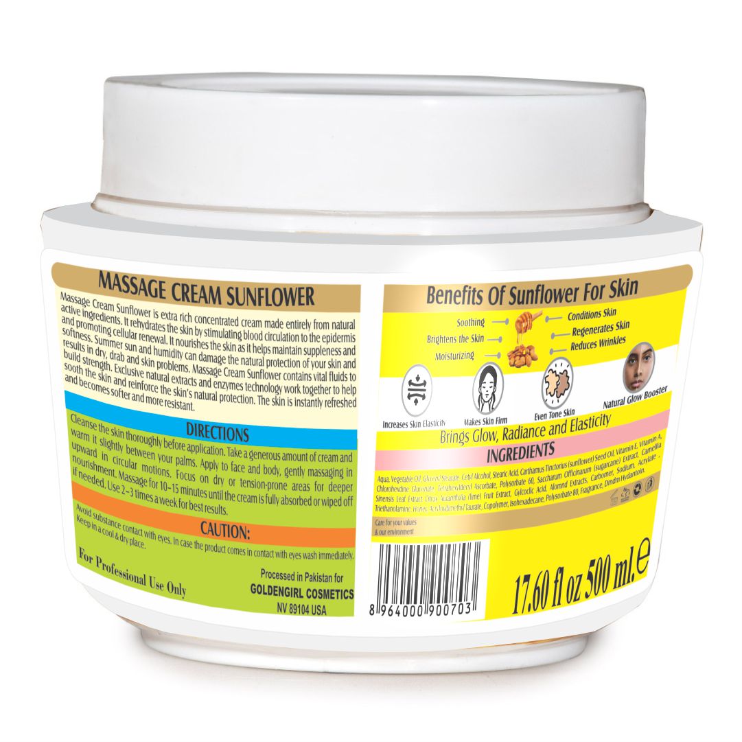 Massage Cream (Sunflower) 500ml - Golden Girl Cosmetics