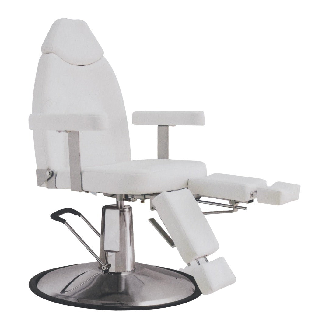 This image features a modern and sleek pedicure salon spa chair, model GG-429. The chair is designed with a clean, white finish and includes multiple adjustable pedals and armrests to accommodate various foot sizes.