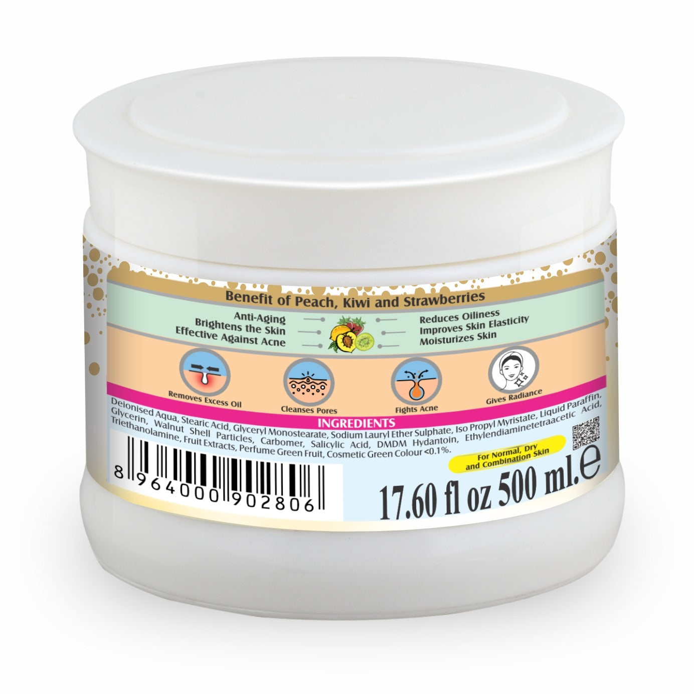 Facial Scrub with Peach, Strawberry, and Kiwi 500gm