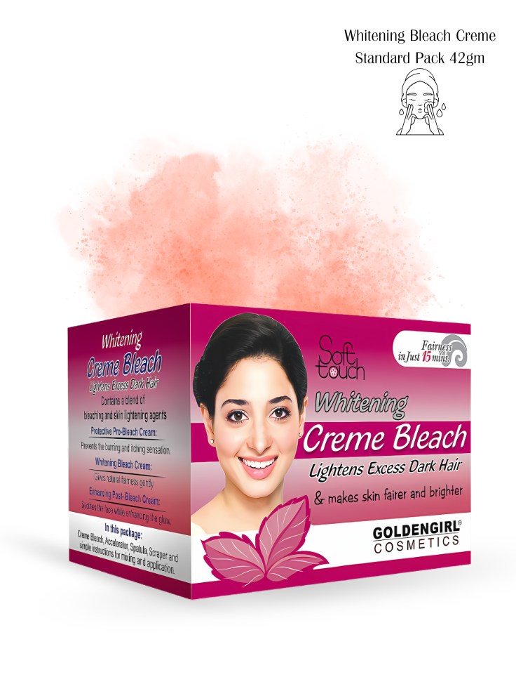 Box of Goldengirl Cosmetics Whitening Creme Bleach with a woman's face on the packaging.