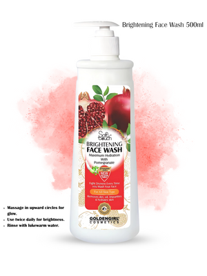 Bottle of Golden Girl Brightening Face Wash with pomegranate label on a white background