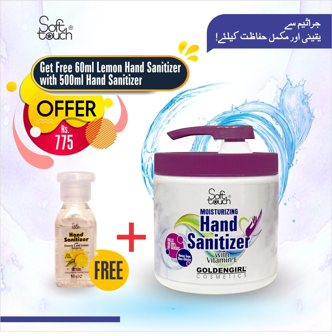 Moisturizing Hand Sanitizer Gel 500ml Jar With Free 60 Ml Gel Hand Sanitizer